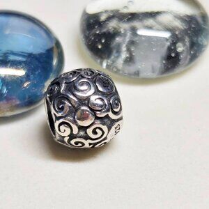 Authentic Pandora Swirl Bead Sterling Silver Charm For Charm Bracelets
